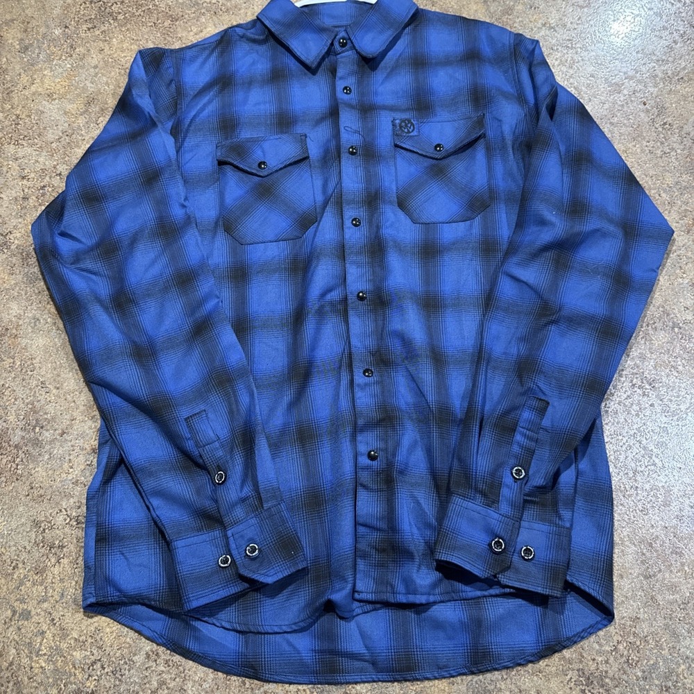 Dixxon Flannel Co Pennywise Long Sleeve XLT Pearl Snap Blue Plaid